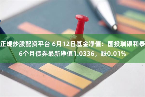 正规炒股配资平台 6月12日基金净值：国投瑞银和泰6个月债券最新净值1.0336，跌0.01%