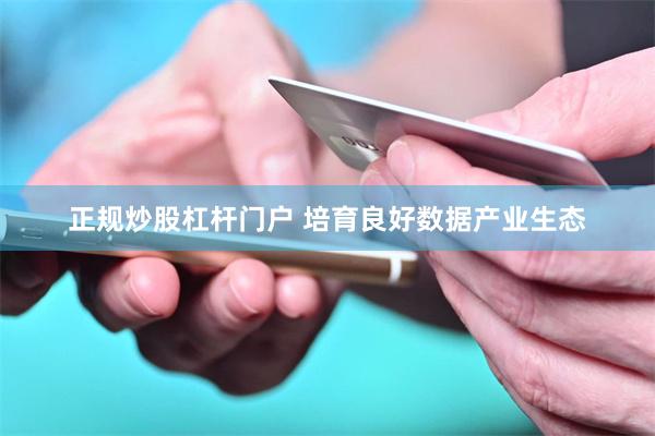 正规炒股杠杆门户 培育良好数据产业生态